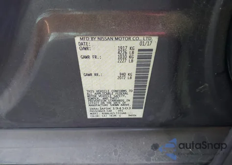 2017 Nissan Altima 2.5 Sl from USA, damaged, VIN 1N4AL3AP5HC194503